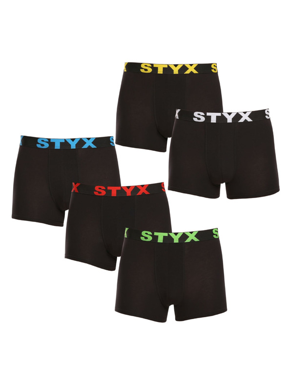 Styx Sada piatich - pánske boxerky Styx športová guma čierne