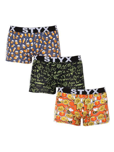 Styx Sada tri - pánske boxerky Styx art športová guma viacfarebné