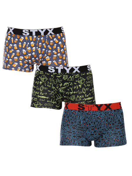Styx Sada tri - pánske boxerky Styx art športová guma viacfarebné
