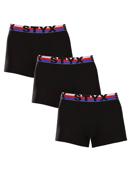 Styx Sada troch - pánske boxerky Styx športová guma čierne trikolóra