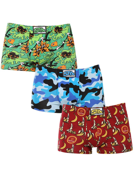 Styx Sada troch - pánske boxerky Styx art klasická guma viacfarebné