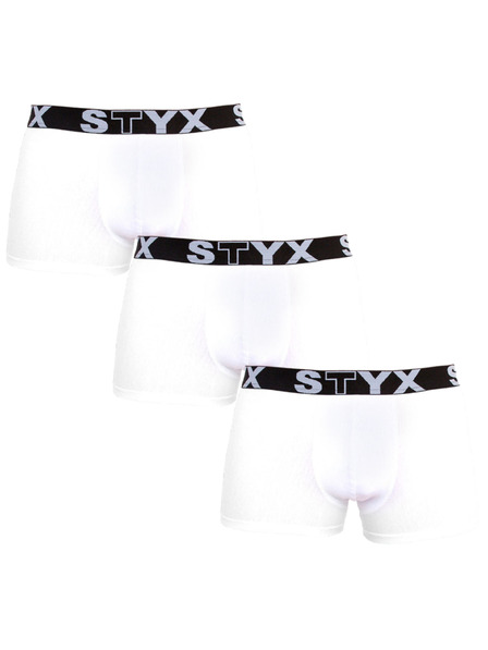 Styx Sada troch - pánske boxerky Styx športová guma nadrozmer biele
