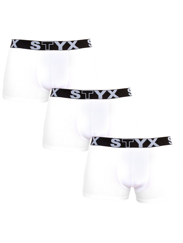 Styx Sada troch - pánske boxerky Styx športová guma nadrozmer biele