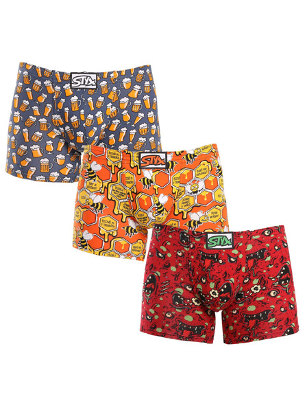 Styx Sada troch - pánske boxerky Styx long art klasická guma viacfarebné