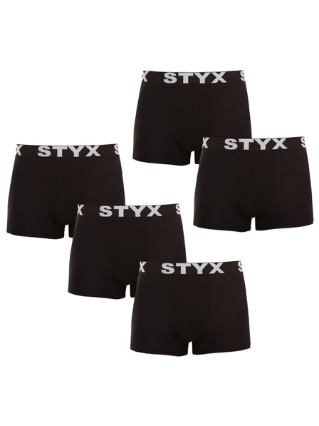 Styx Sada piatich - pánske boxerky Styx športová guma čierne