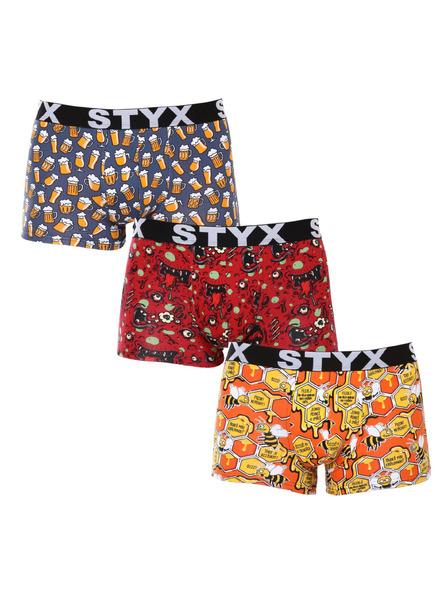 Styx Sada tri - pánske boxerky Styx art športová guma viacfarebné
