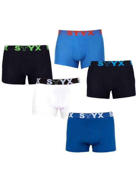 Styx Sada piatich - pánske boxerky Styx športová guma nadrozmer viacfarebné