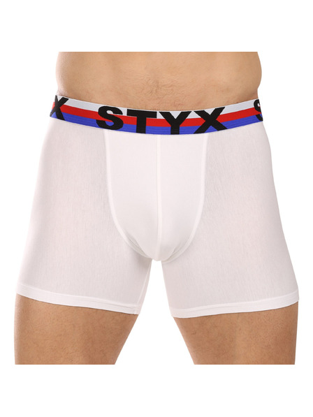 Styx Pánske boxerky Styx long športová guma biele trikolóra