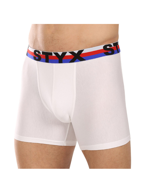 Styx Pánske boxerky Styx long športová guma biele trikolóra