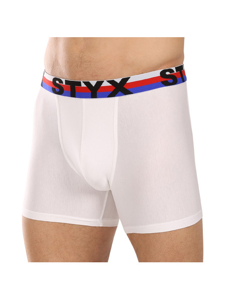 Styx Pánske boxerky Styx long športová guma biele trikolóra