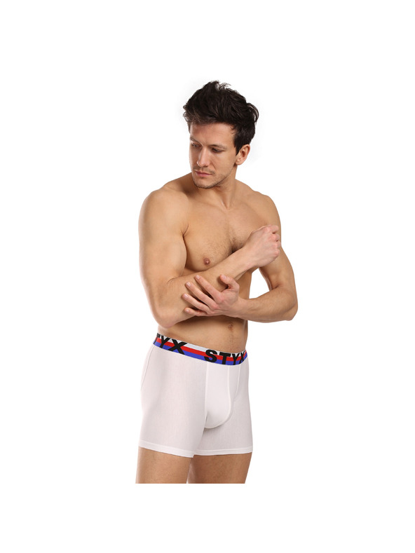 Styx Pánske boxerky Styx long športová guma biele trikolóra