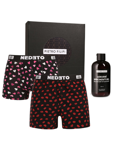 Nedeto Pánska darčeková sada trenky a boxerky Nedeto a sprchovací gél Pietro Filipi (3NPGBP1L/1)