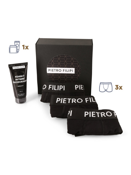 Pietro Filipi Pánska darčeková sada Sada troch - boxerky a deodorant na intímne partie Pietro Filipi