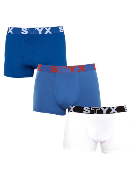 Styx Sada troch pánskych boxeriek Styx v modrej a bielej farbe