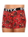 Styx Červené pánske vzorované boxerky Styx Zombie