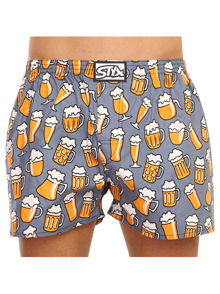 Styx Žlto-sivé pánske vzorované šortky Styx Beer