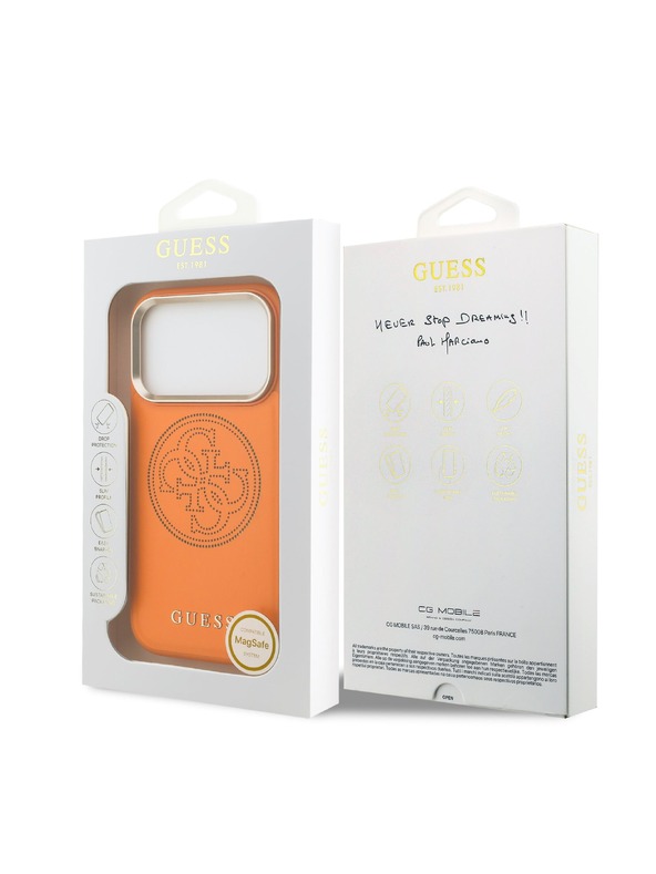 Guess Guess PU Perforated 4G Logo MagSafe Zadný Kryt pre iPhone 17 Pro Orange