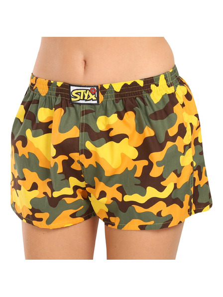 Styx Dámske trenky Styx art klasická guma maskáč žltý
