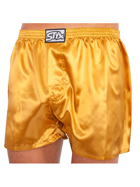 Styx Pánske klasické elastické šortky Styx saténové zlaté