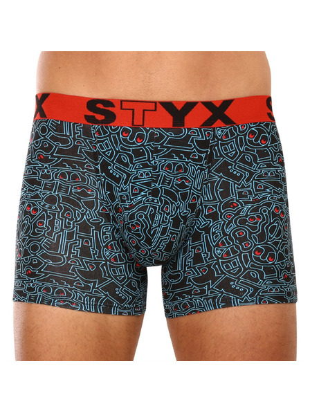 Styx Pánske boxerky Styx long art športová guma doodle