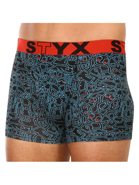 Styx Pánske boxerky Styx long art športová guma doodle