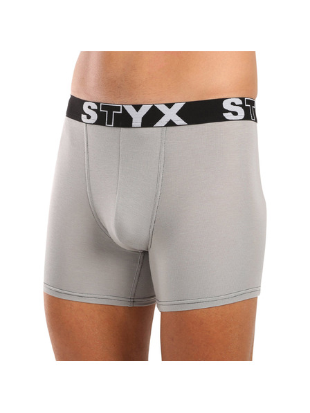 Styx Pánske boxerky Styx long športová guma svetlo sivé