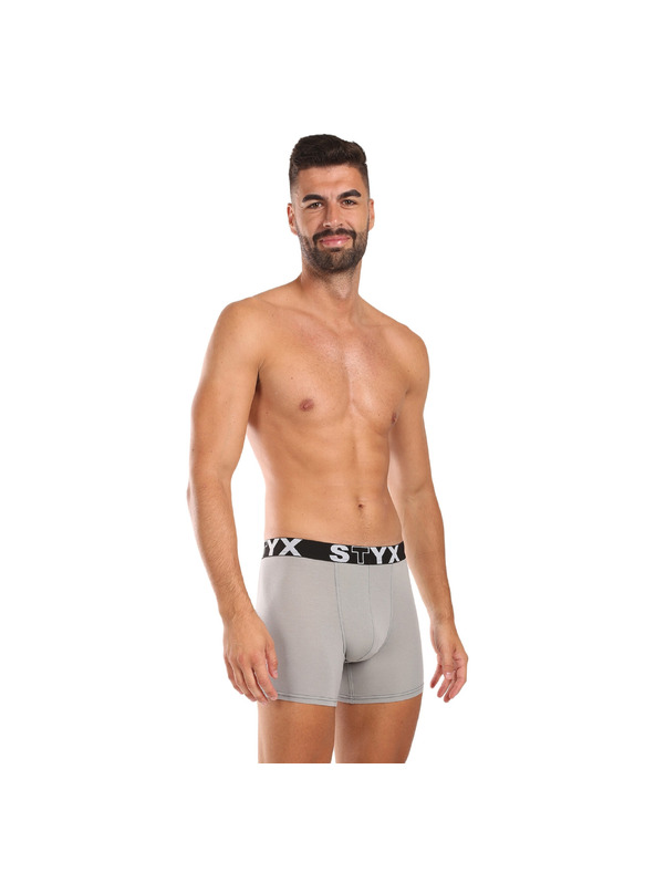 Styx Pánske boxerky Styx long športová guma svetlo sivé