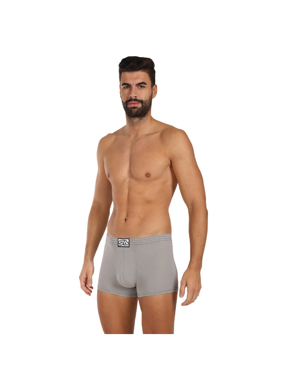 Styx Pánske boxerky Styx klasická guma svetlo sivé