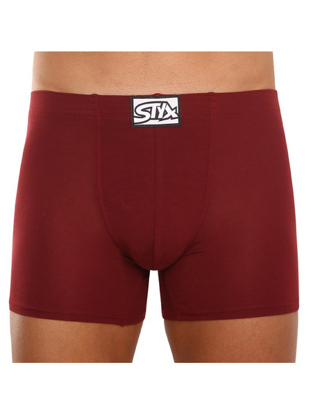 Styx Pánske boxerky Styx long klasická guma vínové
