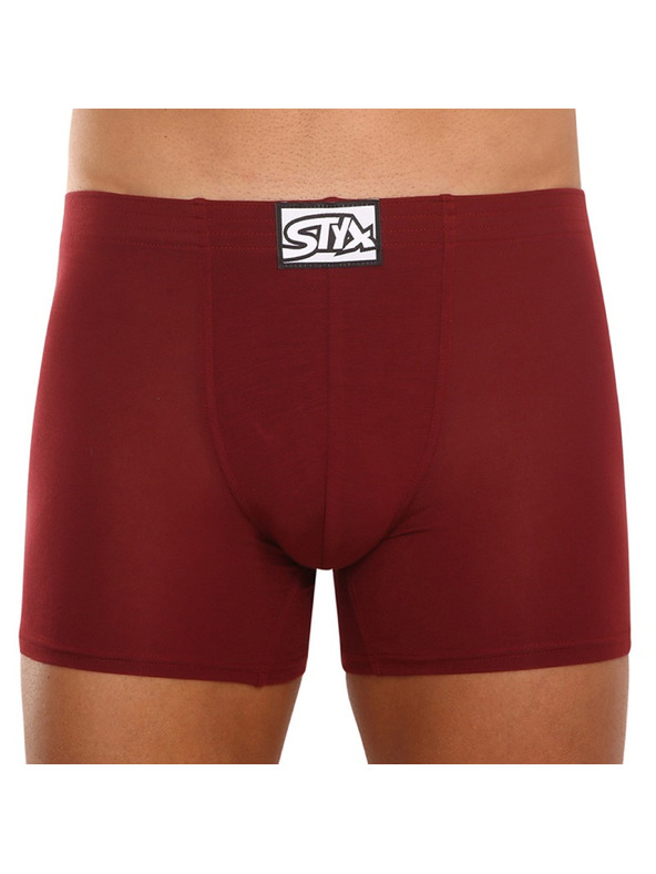 Styx Pánske boxerky Styx long klasická guma vínové