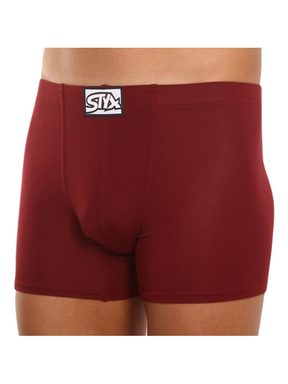 Styx Pánske boxerky Styx long klasická guma vínové