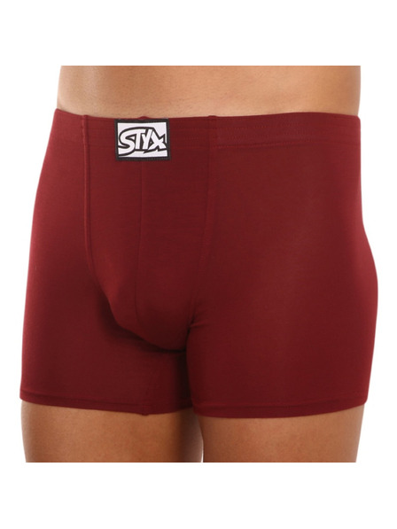 Styx Pánske boxerky Styx long klasická guma vínové