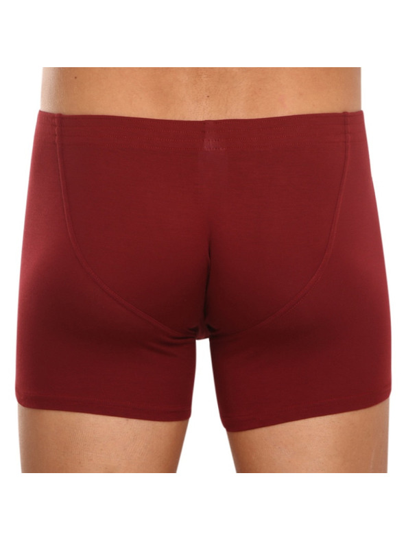 Styx Pánske boxerky Styx long klasická guma vínové