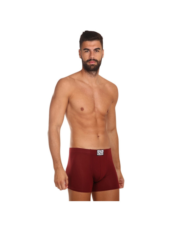 Styx Pánske boxerky Styx long klasická guma vínové