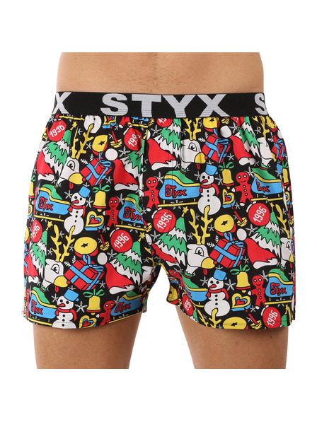 Styx Pánske športové šortky Styx art gumové vianočné