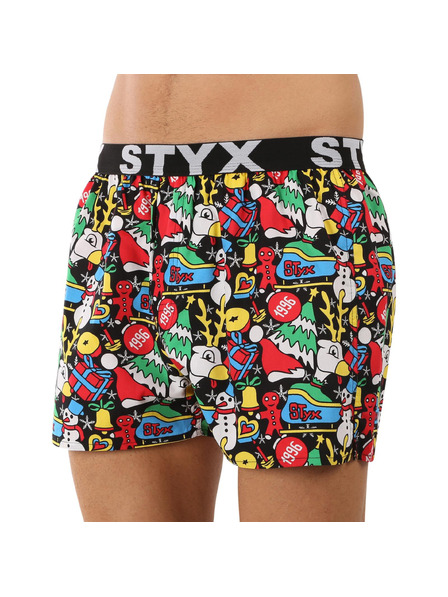 Styx Pánske športové šortky Styx art gumové vianočné