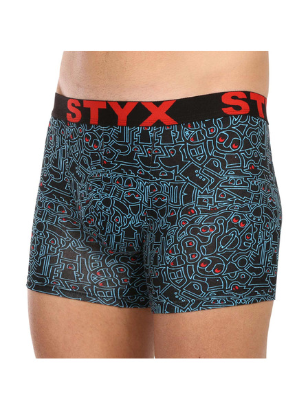 Styx Pánske dlhé športové boxerky Styx na umeleckú gumu doodle (U1256/2)