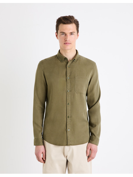 Celio Khaki pánska košeľa Celio Gacocel