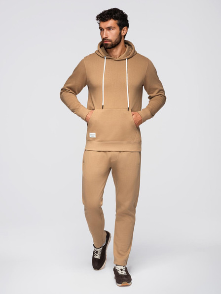 Ombre Clothing Pánska tepláková súprava mikina + nohavice regular fit - ťavej farby V2 Z120 Ombre Clothing