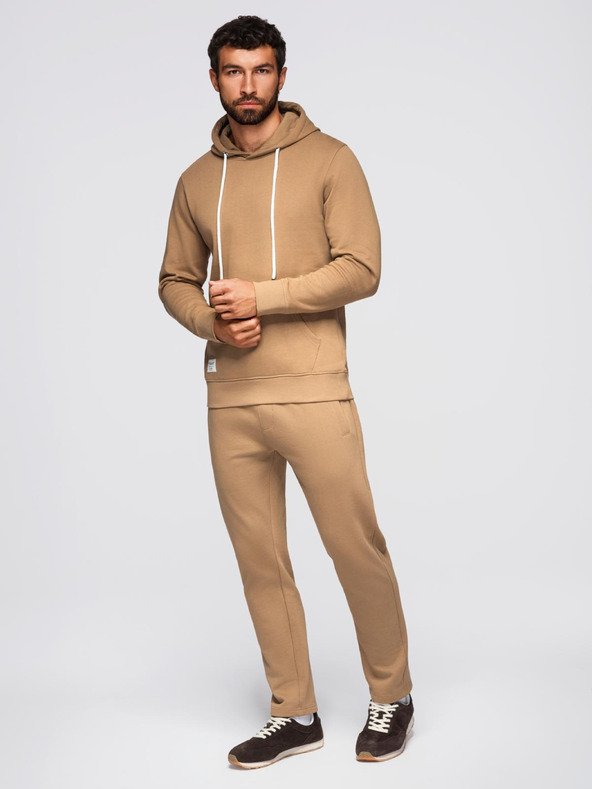 Ombre Clothing Pánska tepláková súprava mikina + nohavice regular fit - ťavej farby V2 Z120 Ombre Clothing