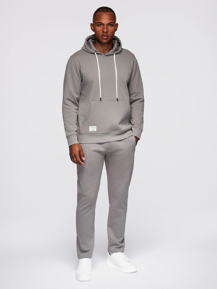 Ombre Clothing Pánska tepláková súprava: mikina s kapucňou + nohavice regular fit - sivá V8 Z120 Ombre Clothing
