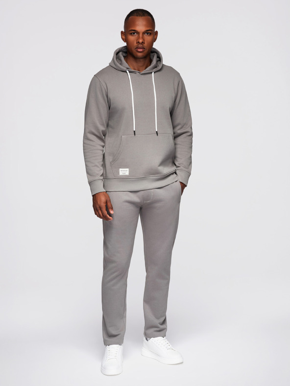 Ombre Clothing Pánska tepláková súprava: mikina s kapucňou + nohavice regular fit - sivá V8 Z120 Ombre Clothing