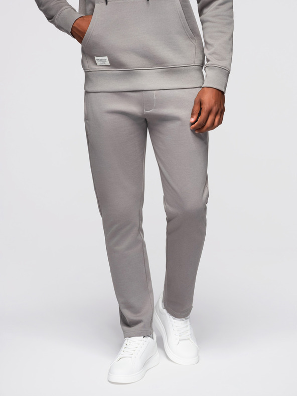 Ombre Clothing Pánska tepláková súprava: mikina s kapucňou + nohavice regular fit - sivá V8 Z120 Ombre Clothing