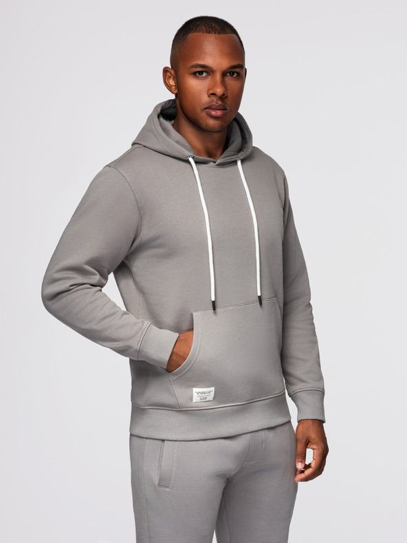 Ombre Clothing Pánska tepláková súprava: mikina s kapucňou + nohavice regular fit - sivá V8 Z120 Ombre Clothing