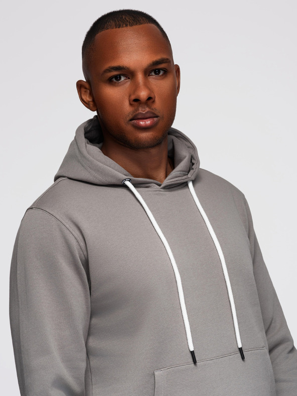 Ombre Clothing Pánska tepláková súprava: mikina s kapucňou + nohavice regular fit - sivá V8 Z120 Ombre Clothing