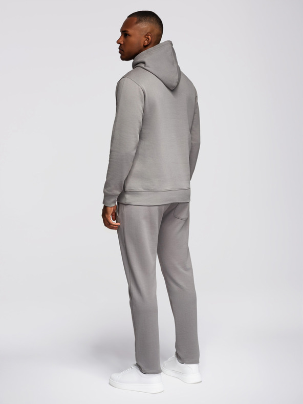 Ombre Clothing Pánska tepláková súprava: mikina s kapucňou + nohavice regular fit - sivá V8 Z120 Ombre Clothing