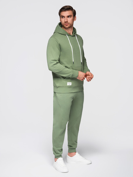 Ombre Clothing Pánska tepláková súprava bavlnená mikina + nohavice jogger - zelená V3 Z121 Ombre Clothing