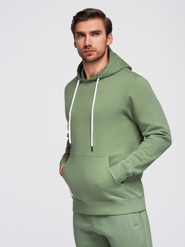 Ombre Clothing Pánska tepláková súprava bavlnená mikina + nohavice jogger - zelená V3 Z121 Ombre Clothing