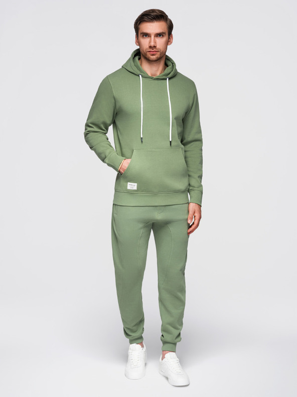 Ombre Clothing Pánska tepláková súprava bavlnená mikina + nohavice jogger - zelená V3 Z121 Ombre Clothing