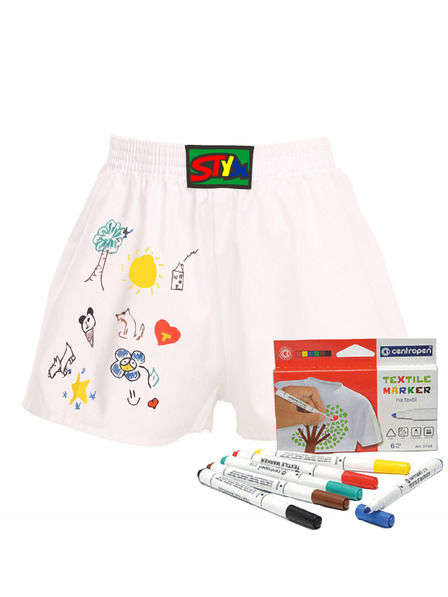 Styx Detské trenky Styx klasická guma biele + fixky na textil